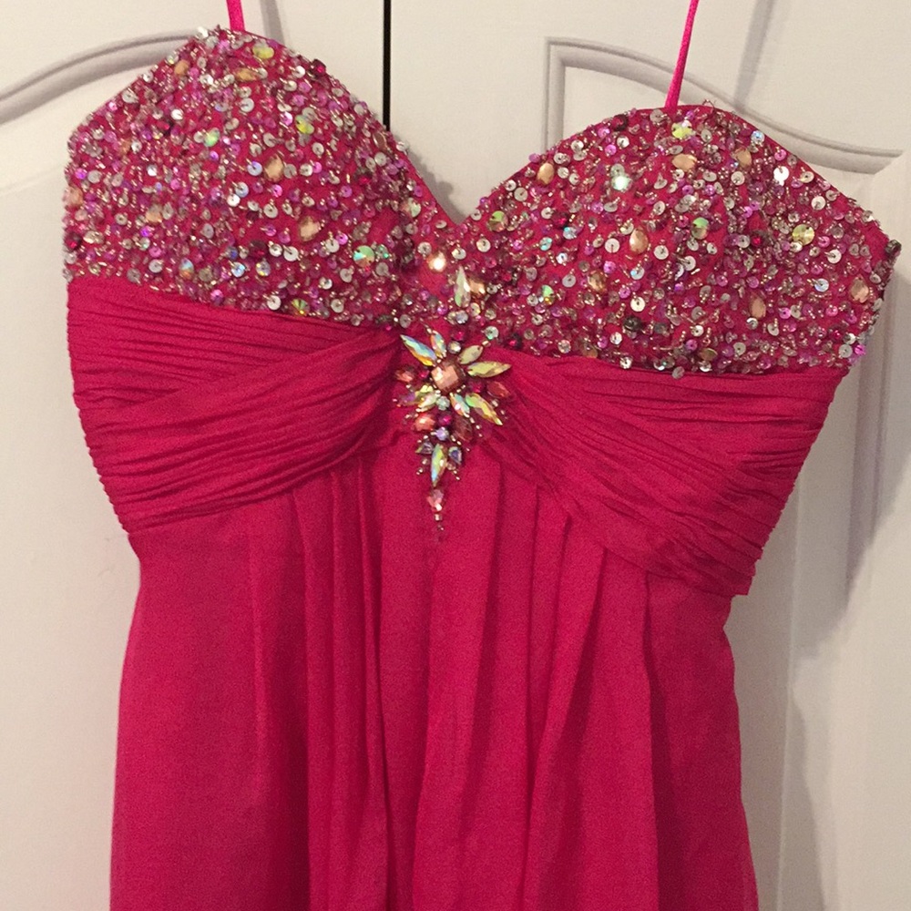 Strapless Fuchsia Prom dress